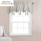 Lush Decor Melody Bow Valance Curtain 52" W x 18" L +3" Light Gray - Image 5
