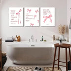 Coquette Pink Bow Canvas Wall Art Set of 3 Inspirational Bible Verses Decor - Image 7