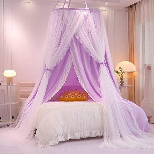 VETHIN Double Layer Princess Round Dome Canopy Bed Curtain - Image 2