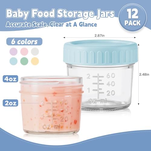 12 Pack Glass Baby Food Containers 4 oz Glass Baby Food Jars - Image 2
