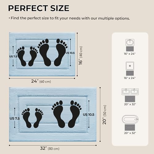 GRANNY SAYS Baby Blue Bathroom Rugs Set 2 Piece, Soft Microfiber Bath Mats - Image 2