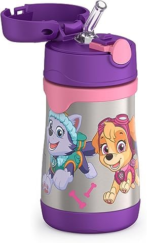 THERMOS Vacuum Insulated Stainless Steel 10oz Straw Bottle, Paw Patrol Girl - Image 4