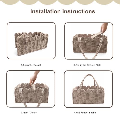 Diaper Caddy Organizer, Paper Rope Storage Baskets Nursery Bin - Image 7