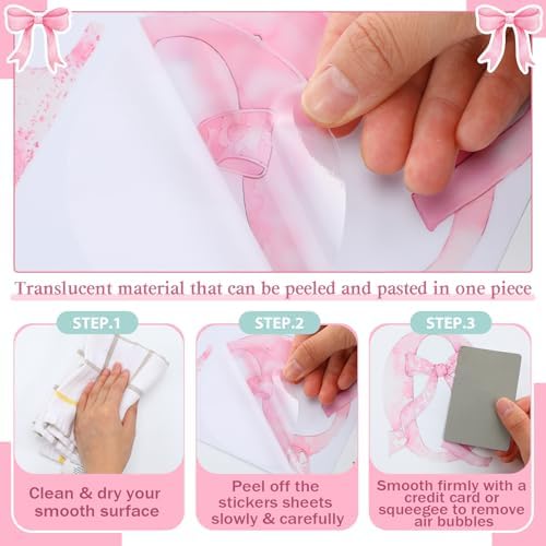 Honoson Pink Bow Alphabet Wall Stickers, A-Z Peel and Stick Letter Decals - Image 2