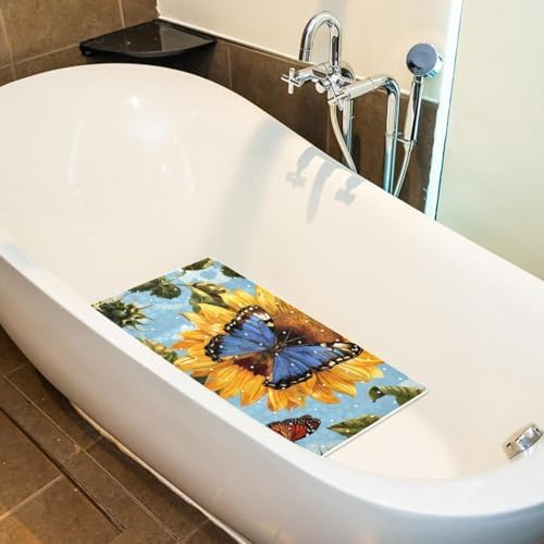 Shower Mat Non Slip, Sunflowers Butterfly Anti Slip Bath Mat - Image 5