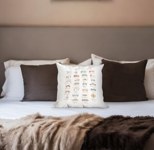 huester Transportation Alphabet Pillow Covers 18x18, Classroom Pillows Cases - Image 2
