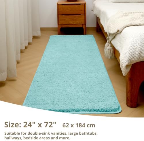 Polyester Bathroom Runner Rug 24"x72" Aqua Haze, Soft Bath Mat - Image 2
