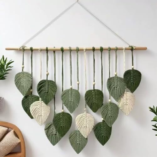MSFENG Wall Hanging Decor Leaves Tapestry Boho Wall Decor Woven Feather by MSFENG