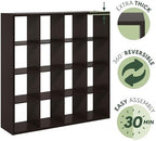 Furinno Cubicle 16-Cube Book Shelf, Extra Thick Frame Bookshelf, Dark Oak - Image 6