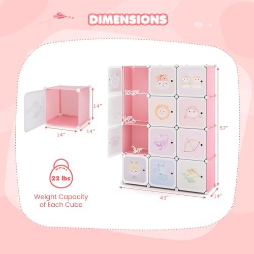 Costzon Kids Closet, Cartoon DIY Modular Dresser Storage Organizer - Image 3