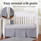 EVERYDAY KIDS Light Gray Pleated Crib Skirt; 100% Natural Cotton Nursery Crib - Image 3