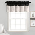Lush Decor Linen Button Farmhouse Valance Curtians 52"W x 18"L Black & White by LushDecor