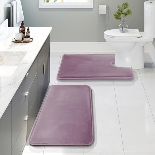 Clara Clark 2 Piece Bathroom Rugs, Velvet Memory Foam Bath Mat Set, Non-Slip by ClaraClark