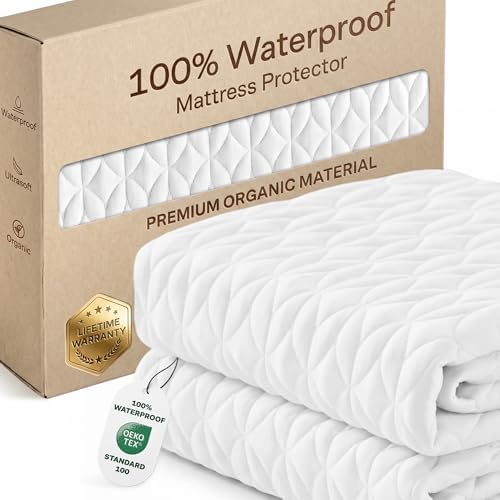 100% Waterproof Noiseless & Breathable Queen Size Mattress Protector -White by NiagaraSleepSolution