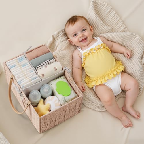 Angelhood Large Baby Diaper Caddy Organizer, Paper Rope Storage Baskets - Image 3