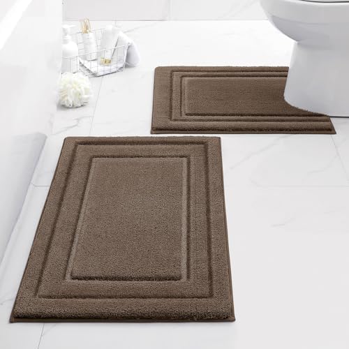 HOMEIDEAS Bathroom Rugs Sets 2 Piece, Super Soft and Absorbent Non Slip by HOMEIDEAS