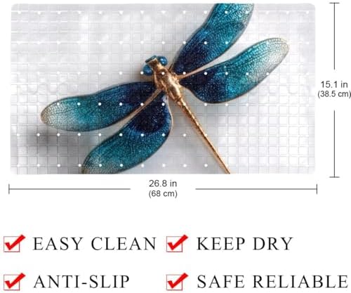 Bathtub Mat Non Slip 26.8x15.1In, Dragonfly Bath Mat - Image 4