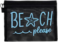 Beach Please Zipper Cosmetic Bags Mesh Travel Toiletry Bag by Sudaporn