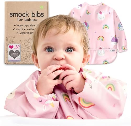 Waterproof Smock Baby Bibs for Eating by Nombear