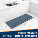 Chenille Bathroom Runner Rug 24"x60" Blue, Plush Bath Mat - Image 2