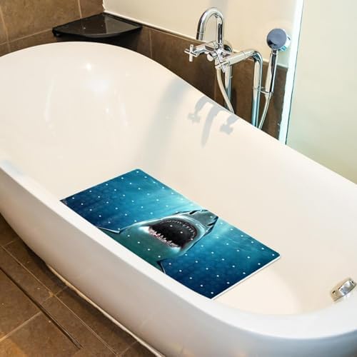 Bathtub Mat Non Slip 26.8x15.1 Inch, Underwater Shark Shower Mat - Image 5