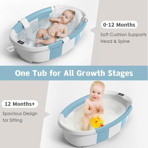Collapsible Baby Bathtub for Newborn to Toddler 0-36 Months, Spacious Foldable - Image 4