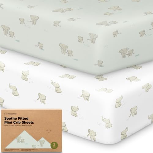 2-Pack Mini Crib Sheets Fitted, 38x26 Pack N Play Mattress Sheets by KeaBabies