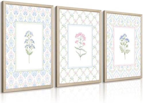 Wildflower Nursery Wall Art Decor Baby Girl Room Canvas Prints Pastel Floral by Unknown