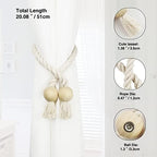 6 Pack Magnetic Curtain Tiebacks Cotton Hand Woven Tie Back Decorative Rope - Image 3