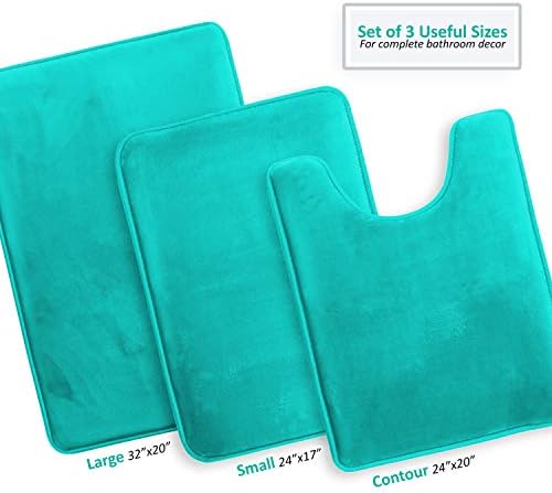 Clara Clark 3 Piece Bathroom Rugs Bath Mat Set, Velvet Memory Foam Bath Mats - Image 3