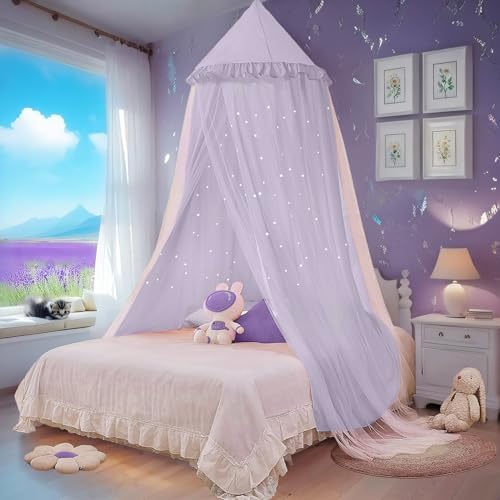 Princess Bed Canopy for Girls, Double Layer Canopy Fits Twin/Full Bed - Image 2
