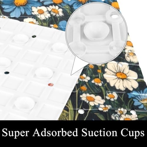 Shower Mat Non Slip 26.8 x 15.1 Inches, Colored Flowers Bathtub Mat Shower - Image 3