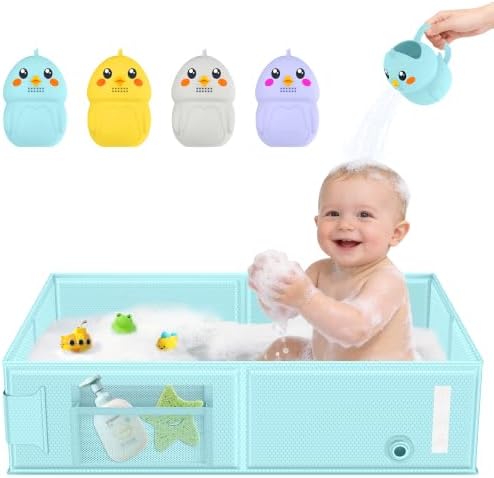 Collapsible Baby Bathtub, Foldable Toddler Bath Tub by Hehighti