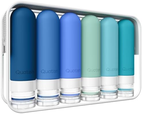 Quatish Travel Bottles for Toiletries 6 Pack, Original Patented Leakproof 3 oz by Quatish