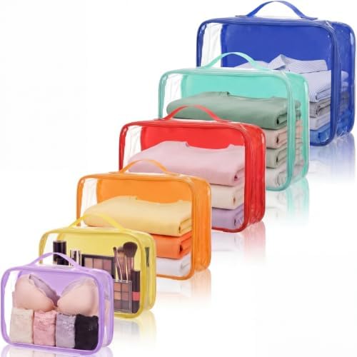 6 Pcs Clear Packing Cubes for Travel Luggage Organizer Bag Rainbow by Yeyeplum