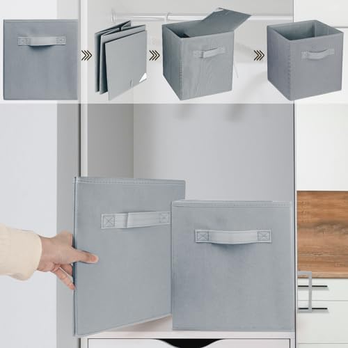 2 Pcs Storage Cubes, 10.5 Inch Collapsible Storage Bins, Fabric Foldable Bins - Image 6