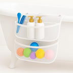 Saddle Bath Toy Organizer, 2 Compartments Mesh Bathtub Toy Storage by Colenumone