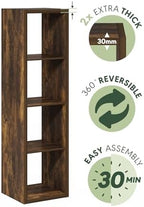 Furinno Cubicle Book Shelf, Vertical 4-Cube Bookshelf, Extra Thick Horizontally - Image 7