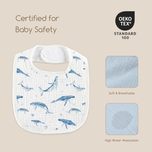6-Pack Muslin Baby Bibs for Drooling & Teething, Absorbent Bib - Image 5