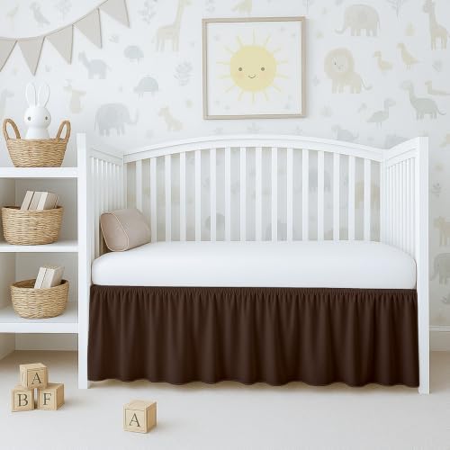 Cottington Lane Chocolate Crib Skirt Dust Ruffle 14" Drop, Fits 28" x 52" by CottingtonLane