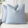 Foindtower Linen Solid Decorative Throw Pillow Covers 24x24 Inch Sky Blue by Foindtower