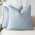 Foindtower Linen Solid Decorative Throw Pillow Covers 18x18 Inch Sky Blue by Foindtower