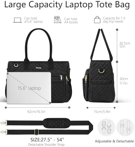 Bagstellar Teacher Tote Bag for Women, 15.6" Laptop Work Tote Computer Bag - Image 4