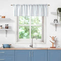 ZJDECOR Blue White Striped Semi Sheer Kitchen Curtain Valances by ZJDECOR