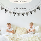Race Car Room Decor for Boys Canvas Linen Garland Triangle Banners, Ready Set - Image 4