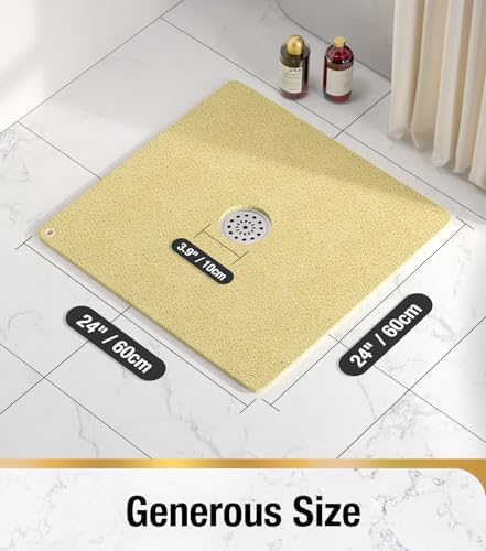 HITSLAM Square Loofah Shower Mat, 24x24 Inch Non Slip Bath Mat - Image 3