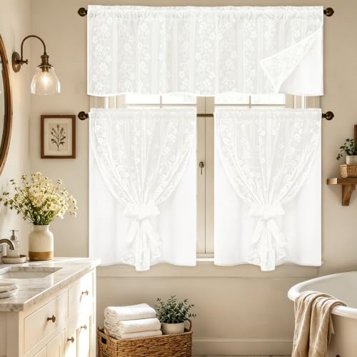 ASPMIZ White Kitchen Curtains 36 Inch Double Layer Kitchen Window Curtains - Image 7