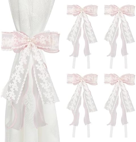 4Pcs Bow Curtain Tiebacks, Elegant Bow Butterfly Curtain Tiebacks by UFURMATE