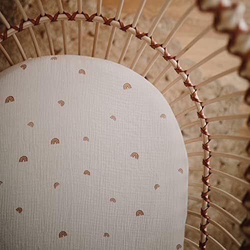 mushie Extra Soft Muslin Fitted MINI Crib Sheet | 24"x 38" - Image 3
