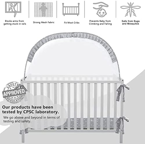 L RUNNZER Pop Up Baby Crib Tent, Crib Net Canopy to Keep Baby in, Crib Mosquito - Image 2